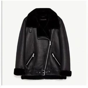 Zara Black Aviator Jacket Size Small